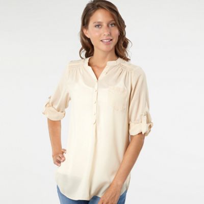 Red Herring Dark cream longline utility blouse