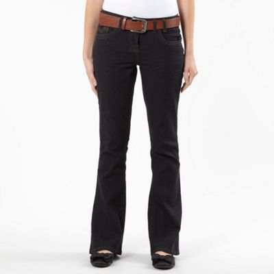 Black embossed belt bootcut jeans