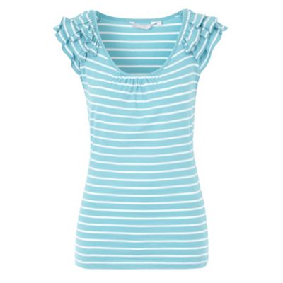 Light blue striped ruffle t-shirt