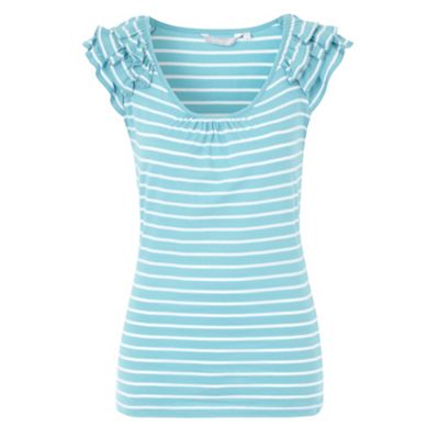 Red Herring Light blue striped ruffle t-shirt