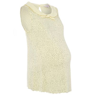 Maternity light yellow polka dot top