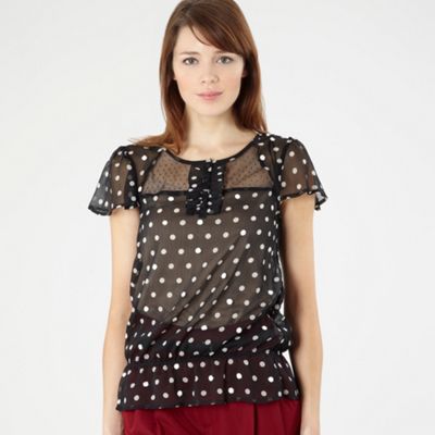 Red Herring Black spotted crinkle blouse