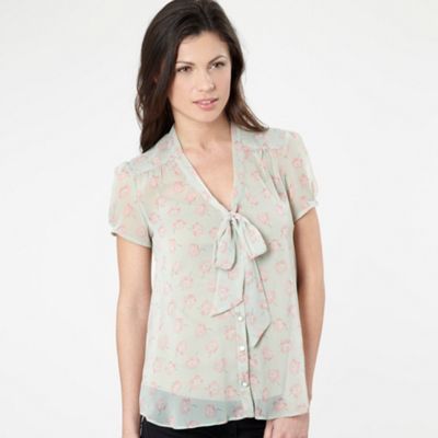 Red Herring Green sheer floral blouse