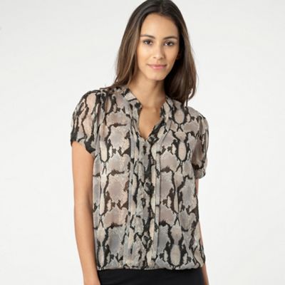 Red Herring Light brown snakeskin print blouse