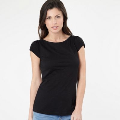 Black plain slub t-shirt