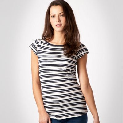 Navy textured and striped t-shirt
