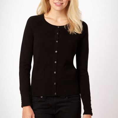 Black crew neck cardigan