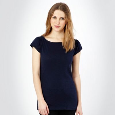 Navy boat neck t-shirt