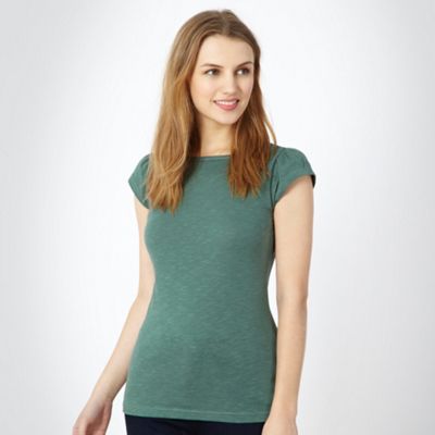 Dark green ruched sleeve t-shirt