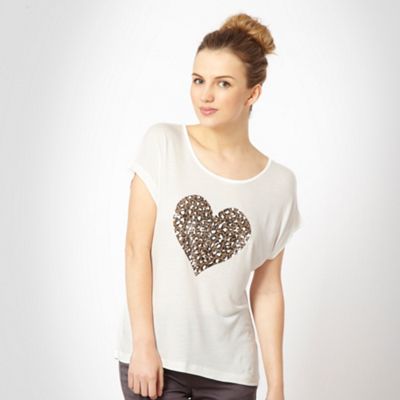 Red Herring Ivory leopard spotted heart t-shirt