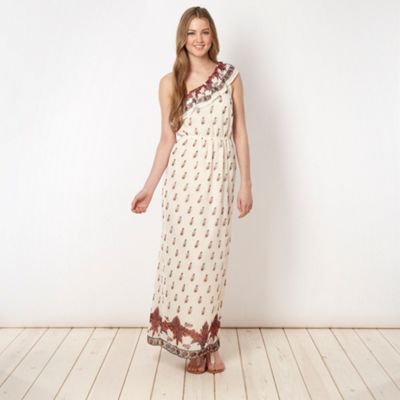 Ivory floral one shoulder maxi dress                                                                                            