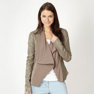Natural draped collar biker jacket                                                                                              