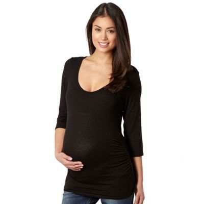 Black three quarter sleeve jersey maternity top                                                                                 