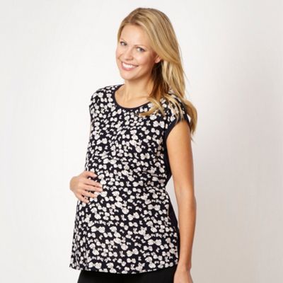 Navy bow print maternity top