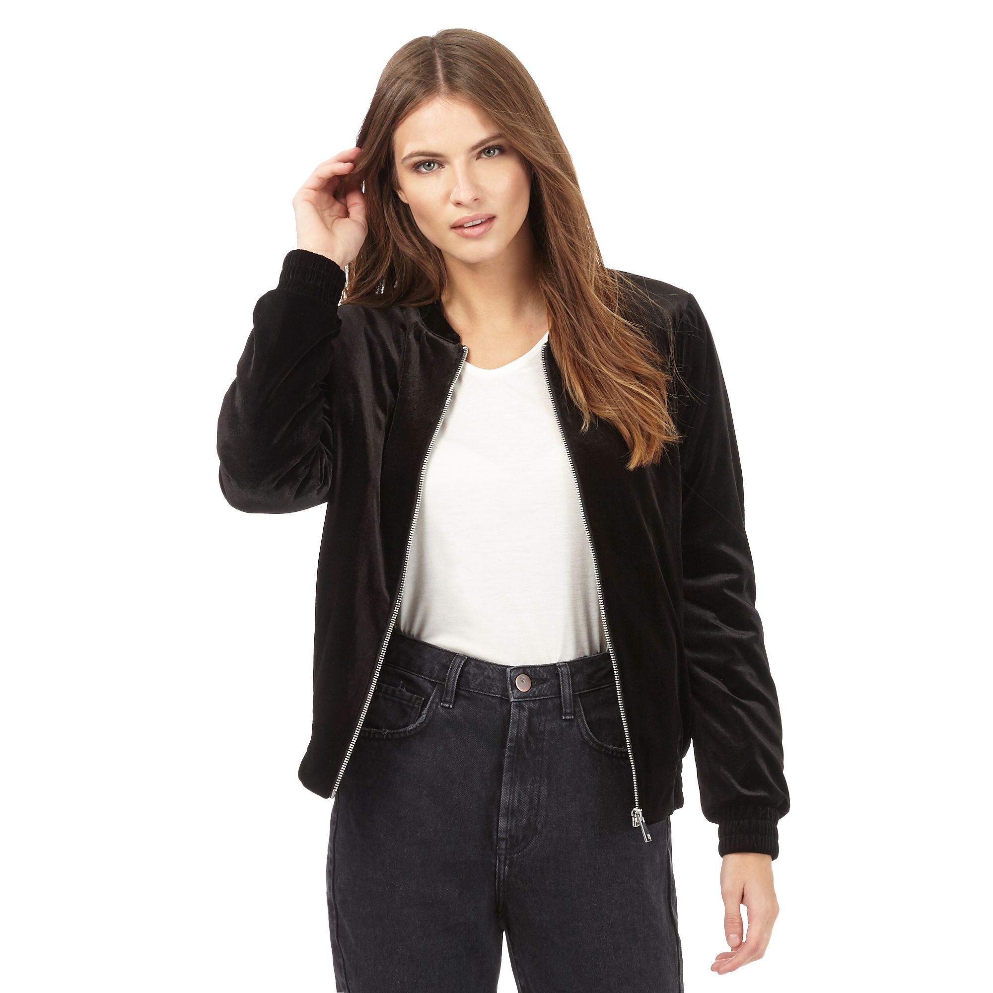 Red Herring Womens Black Velvet Bomber Jacket From Debenhams eBay