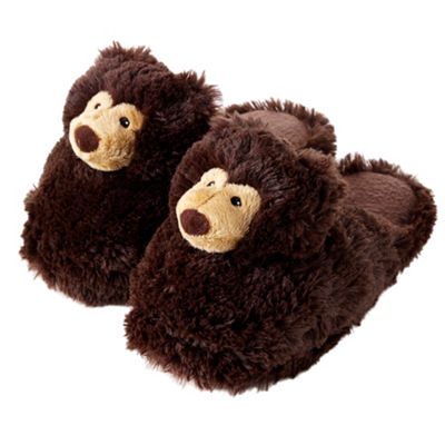 Brown grizzly bear slippers