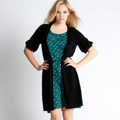 Green & black printed 2-in-1 dress