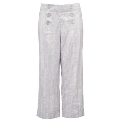 Grey sailor stripe cropped linen