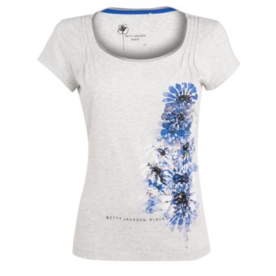 Betty Jackson.Black Grey layered daisy scoop t-shirt