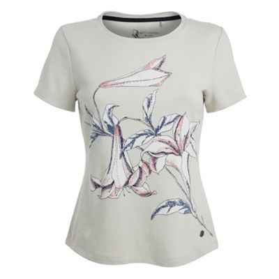 Betty Jackson.Black Grey lily print t-shirt