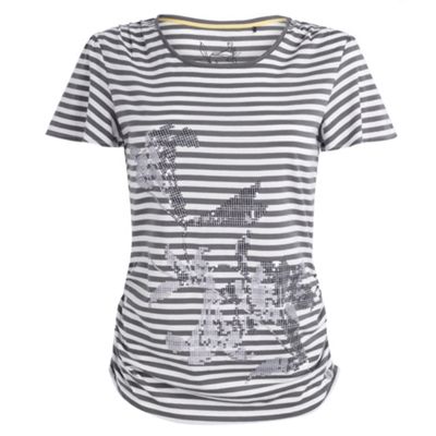Grey stripe lily print t-shirt