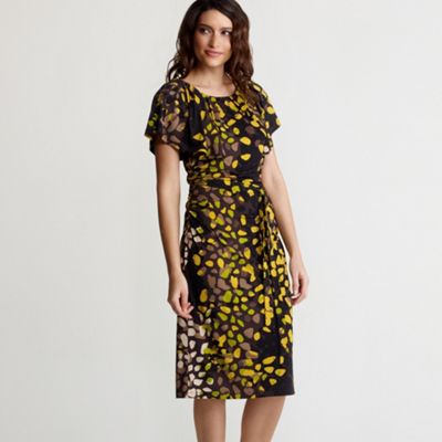 Black & yellow printed jersey dress