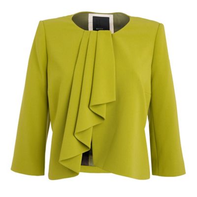 Betty Jackson.Black Green frill front short jacket