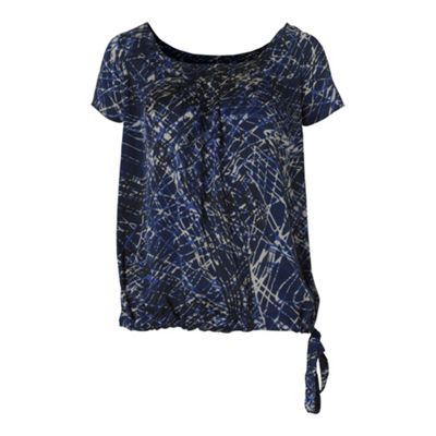 Betty Jackson.Black Blue scribble print top