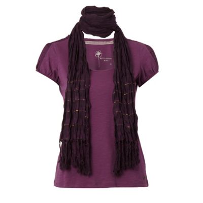 Betty Jackson.Black Purple t-shirt with scarf