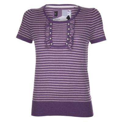 Purple stripe ruffle detail top