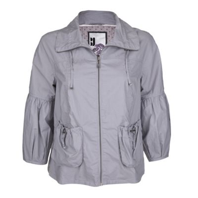 Betty Jackson.Black Pale grey cotton puff sleeve jacket