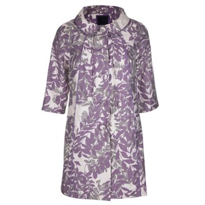 Betty Jackson.Black Light purple floral pattern long jacket