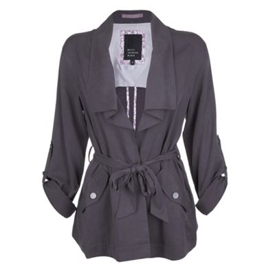 Betty Jackson.Black Dusk grey drape front jacket