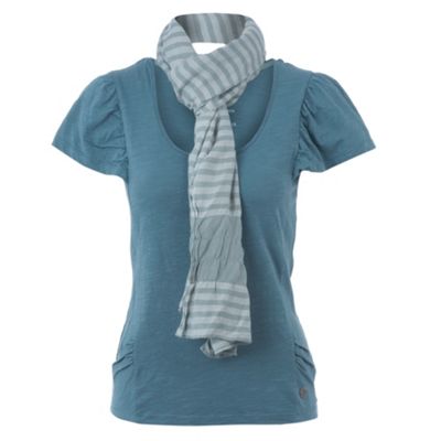 Betty Jackson.Black Aqua womans t-shirt with matching scarf