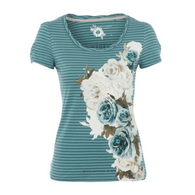 Aqua rose stripe t-shirt