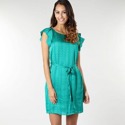 Bright green tile print tunic dress