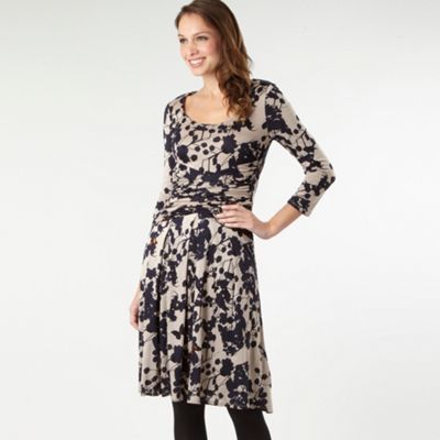 Light brown blossom print dress