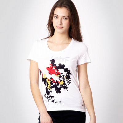 White leaf print t-shirt