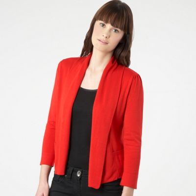 Bright Red Roll Neck Cardigan