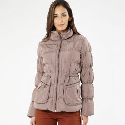 Taupe short padded jacket