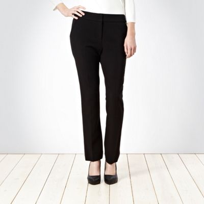Black crepe straight leg trousers