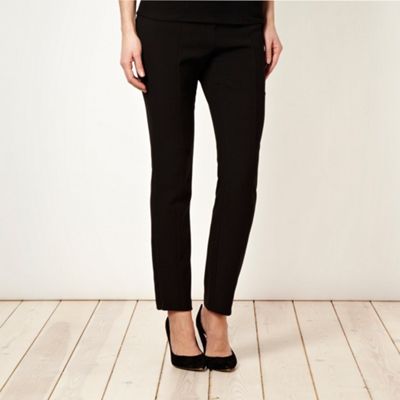 Black slim leg designer trousers