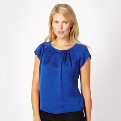 Royal blue pleat satin top