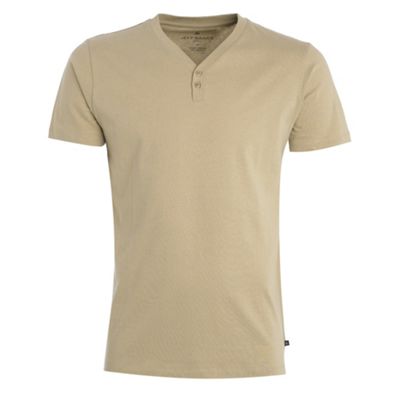 Jeff Banks Natural plain button y-neck t-shirt