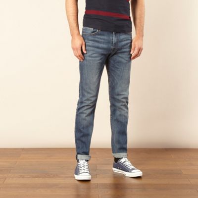 Designer blue straight leg jeans                                                                                                