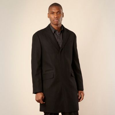 Designer black wool rich overcoat                                                                                               