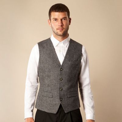 Designer black wool blend waistcoat                                                                                             