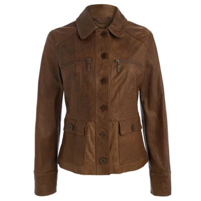 Brown 4 pocket leather jacket