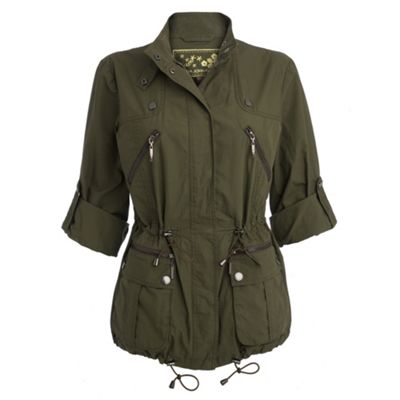 Khaki green short sleeve parka