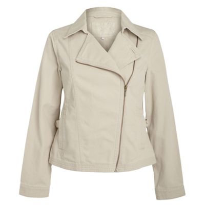 Natural soft zip through biker jacket